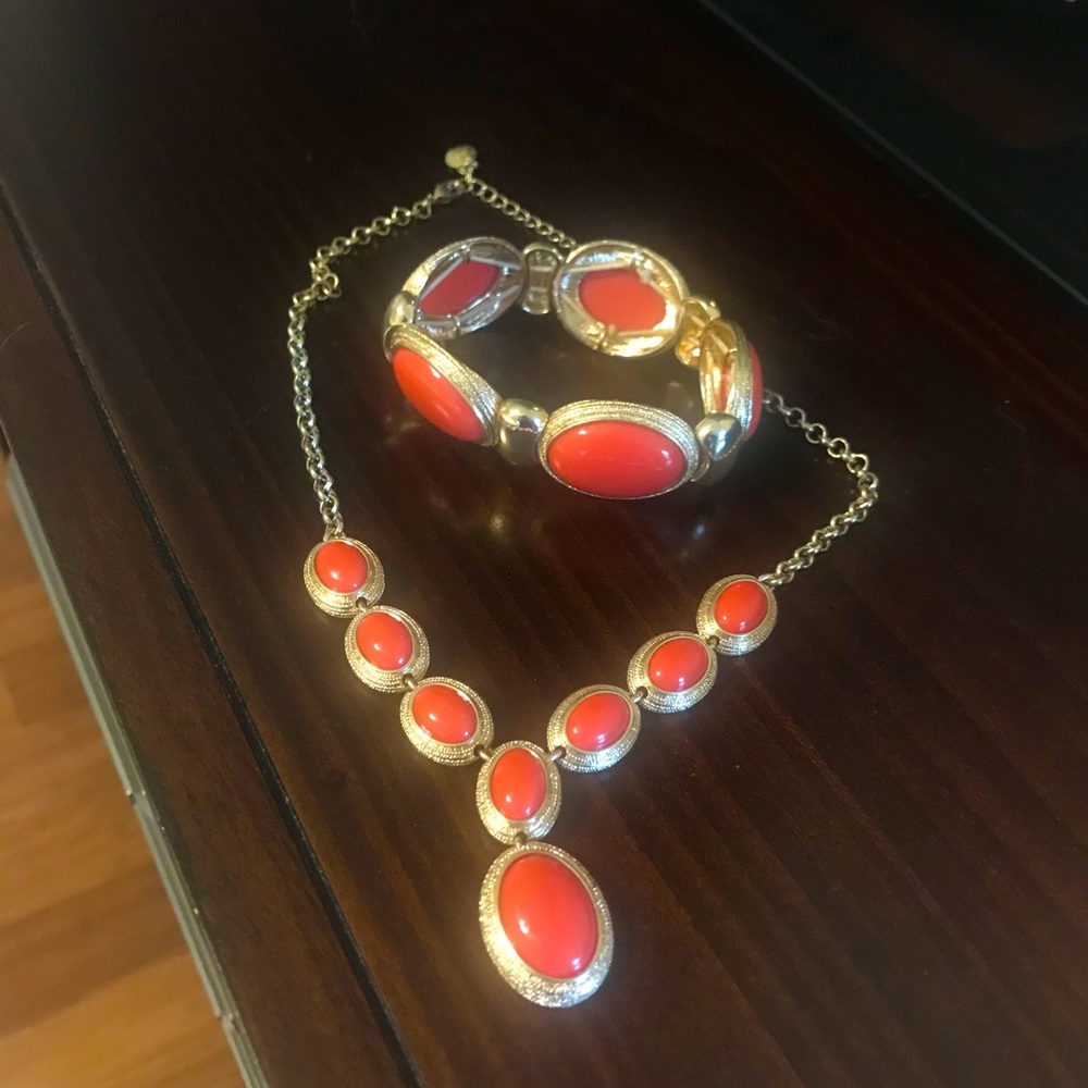 Coral & gold necklace